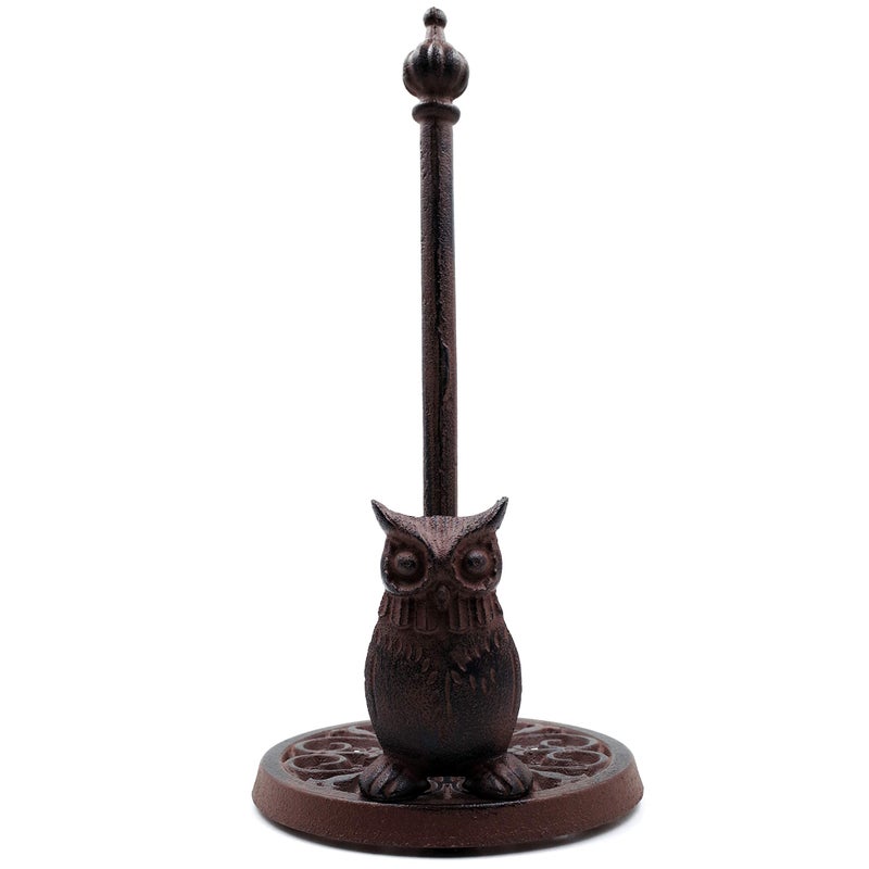 Jetland Vintage Standing Paper Towels Holder, Cast Iron Owl Kitchen Paper Stand with Non-slip Base, Antique Brown for Kitchen Bathroom Home Deco, Owl - Image 3